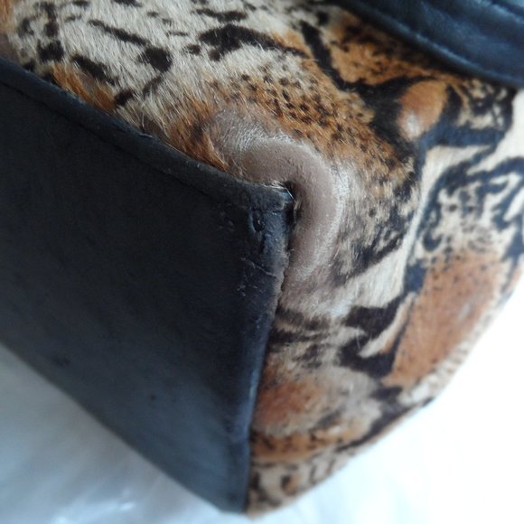 Clever Carriage Company Python Print Calf Hair Large Tote Bag - Picture 7 of 16